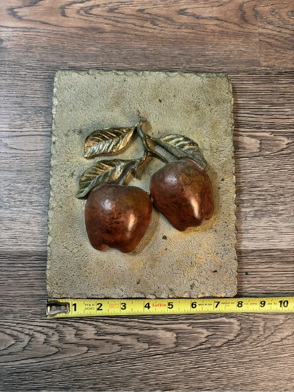 Handcrafted 3-D Apple Relief Wall Plaque